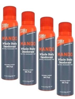 4pk Mando Whole Body Deodorant Invisible Spray Aluminum Free Mt Fuji Each 3.6 oz
